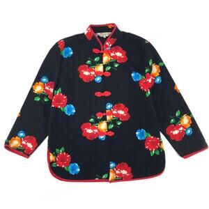 black floral frog button top